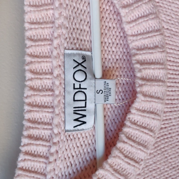 NWT WILDFOX Luna Lip Frayed-Hem Cotton Sweater Pink Small - Picture 2 of 13